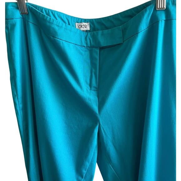 Turquoise Resort Pants Cutwork Embroidery Boho Coastal Cruise Beach Size 10 - Picture 5 of 7